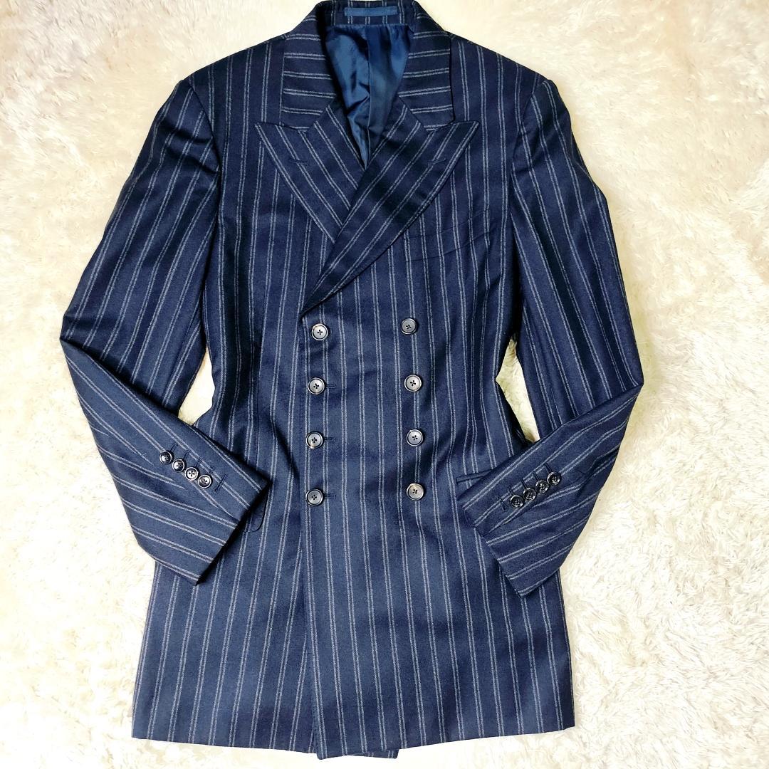 GUCCIシグネチャーモデル✨️美品 ネイビーストライプ 8Bダブルスーツ 48