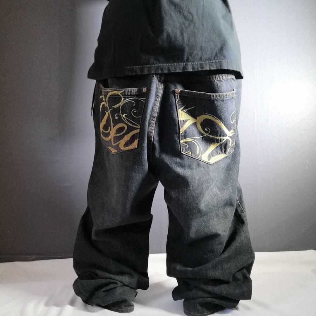 SEANJOHN ショーンジョン ゴールド刺繍 バギーデニム 極太 B系 W40