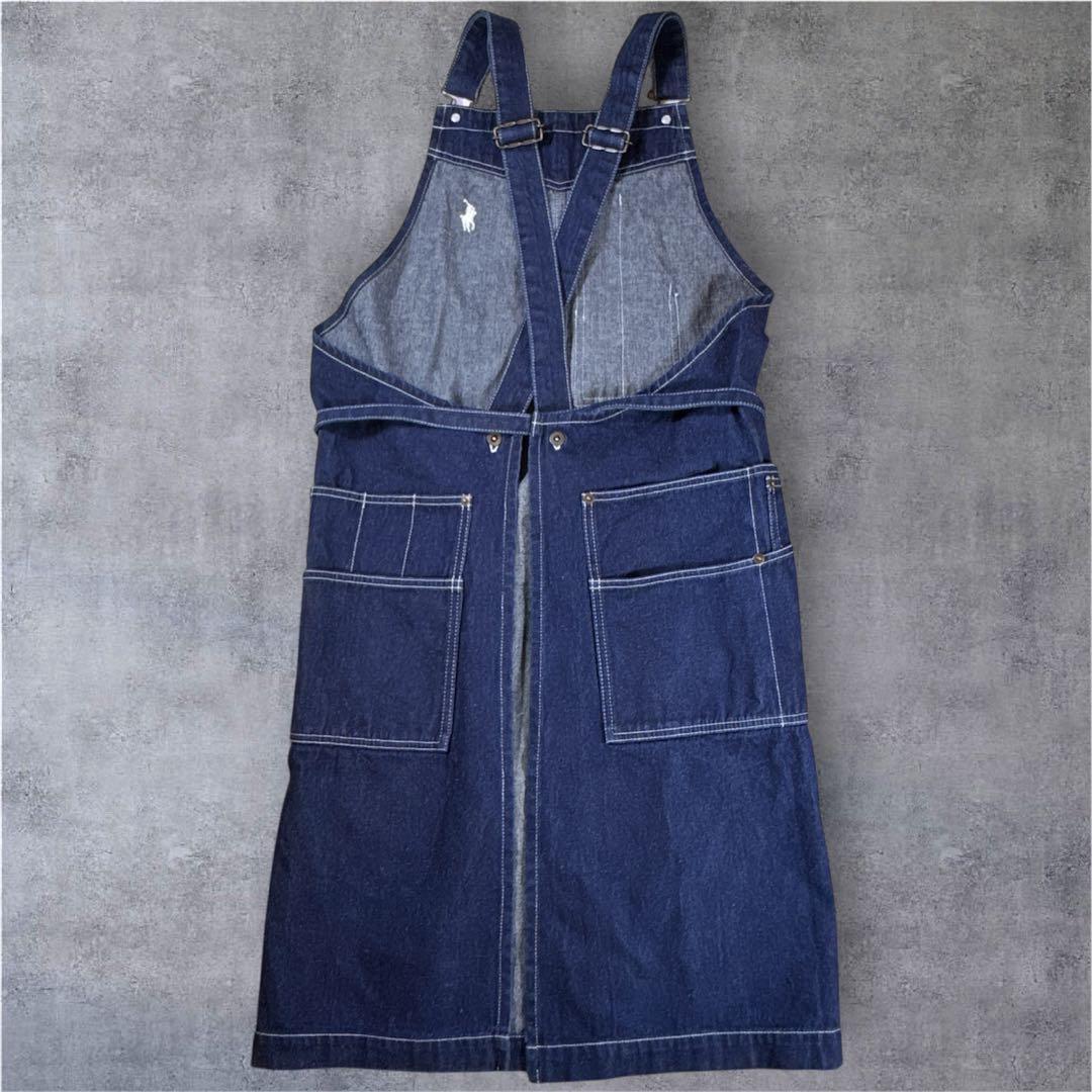 ラルフローレン　エプロン　デニム　インディゴ　濃紺　ポニー刺繍