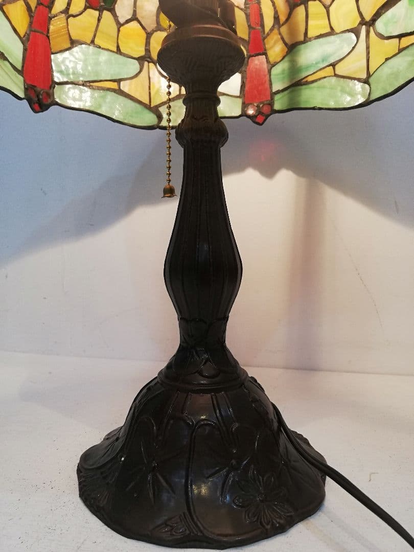 M●アンティーク　ステンドグラステーブルランプ