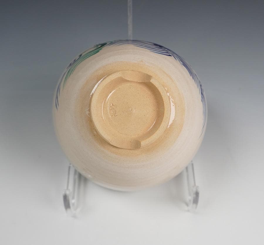 今岡妙見 野々村仁清写 浪に新月茶碗 共箱 茶道具