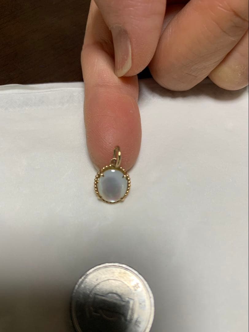 agete　k10/レモンクォーツ×シェルチャーム