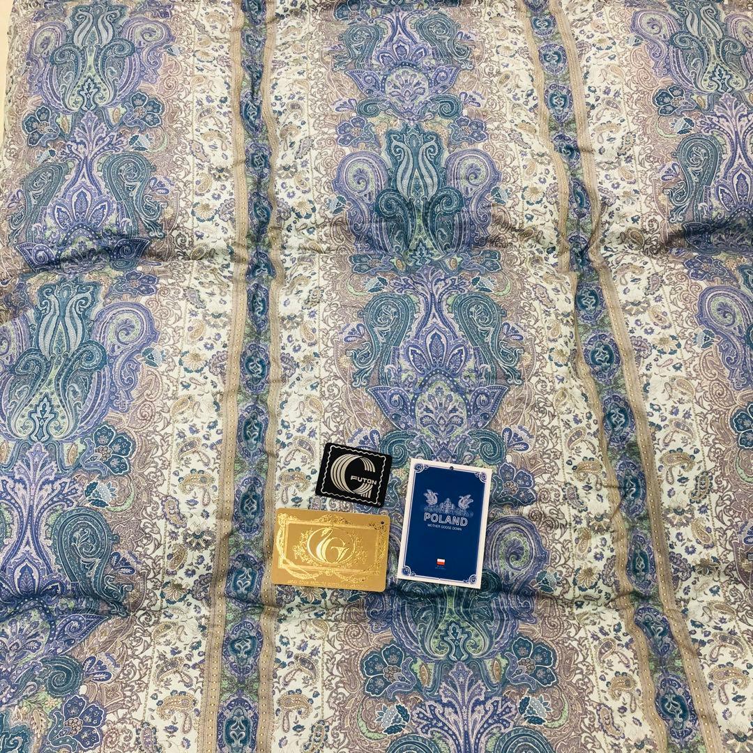 羽毛布団 シングル ポーランド産ホワイトマザーグース 日本製 sk6492ブルー