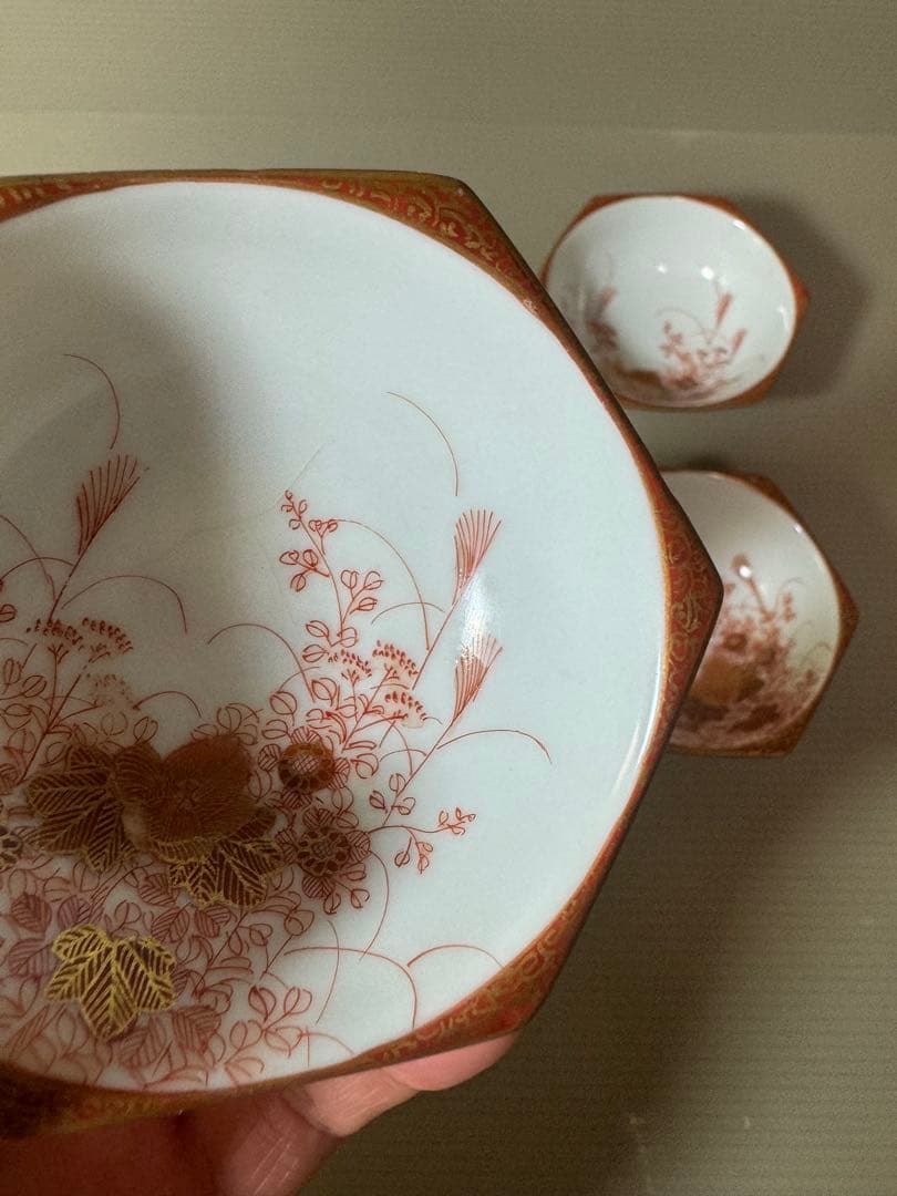 2898 古九谷　九谷焼　赤絵　小鉢　4客