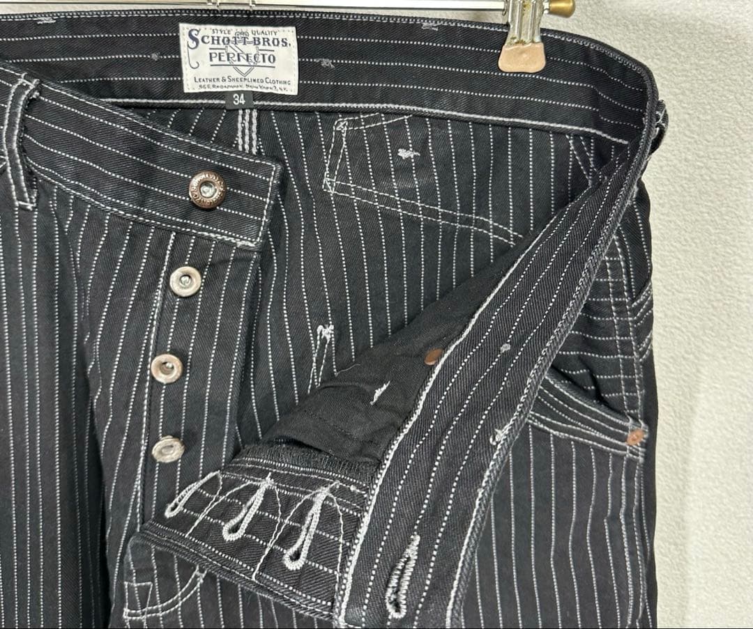 Schott オールドヒッコリーデニムパンツ ブラック 34 アメカジ バイカー