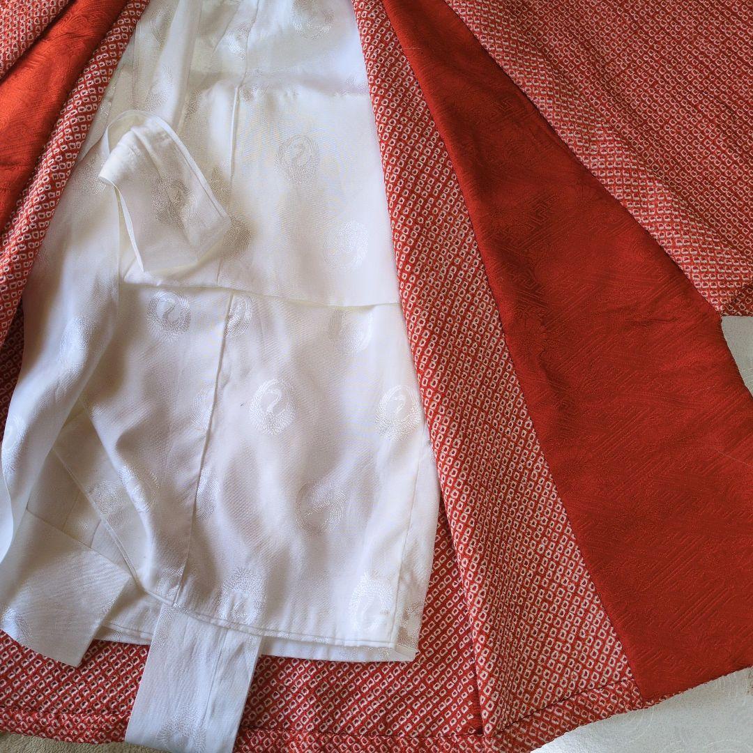 七五三小さい３歳用正絹総絞りの手縫いの着物と被布