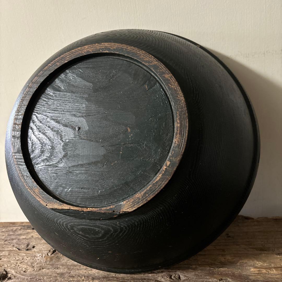古い捏鉢　こね鉢　くり抜き盆　木地盆　古道具　アンティーク　民家　丸盆　検:李朝
