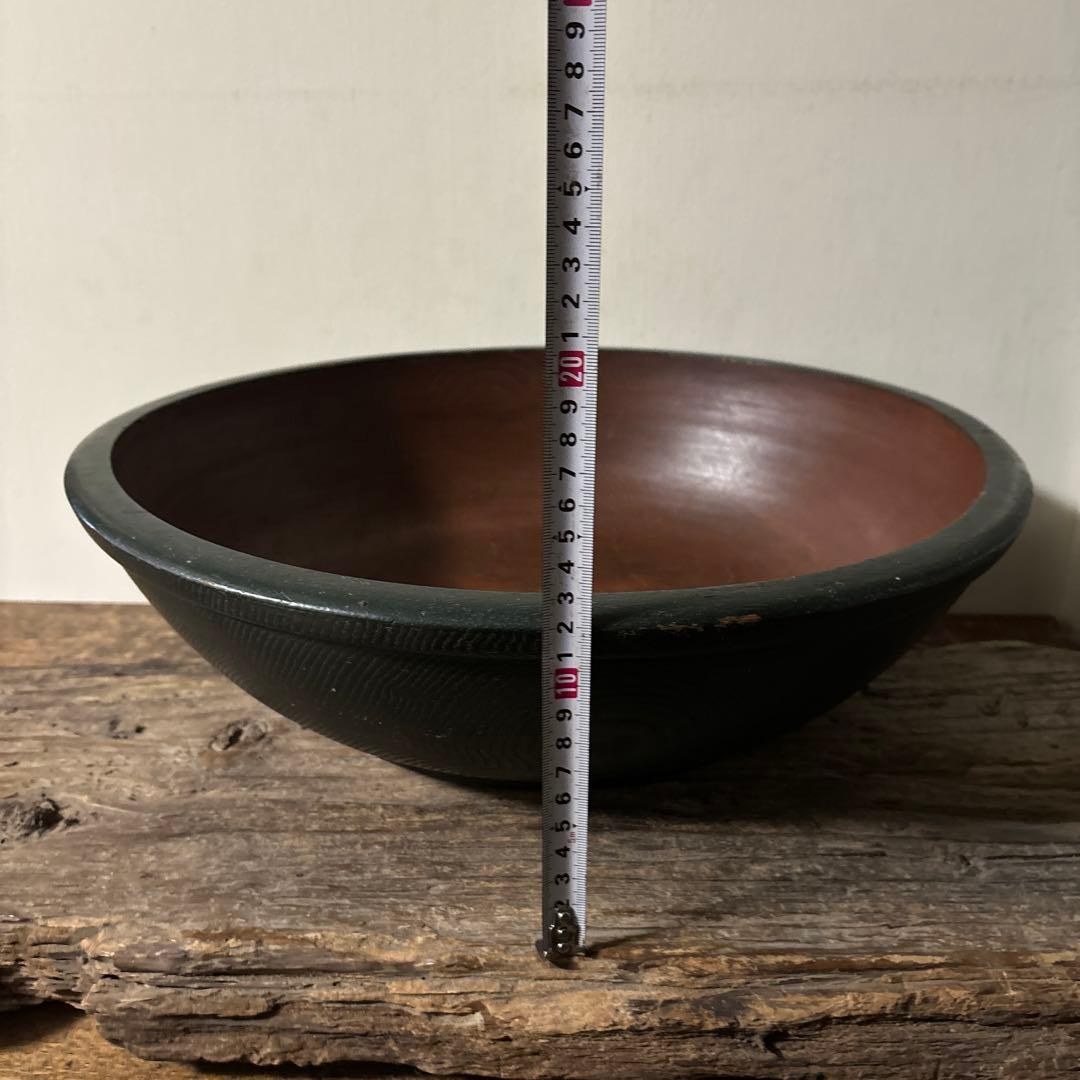 古い捏鉢　こね鉢　くり抜き盆　木地盆　古道具　アンティーク　民家　丸盆　検:李朝