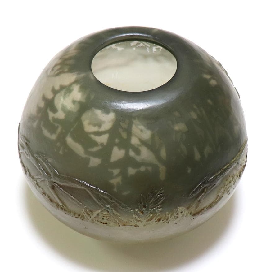 ドーム・ナンシー 1903年 動物の群れ 風景 花瓶 円形 壺 アンティーク