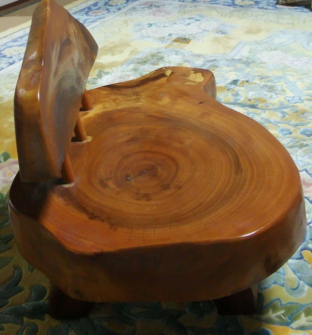 銘木 一枚板 飾り台 花台 飾り椅子 インテリア 中古品