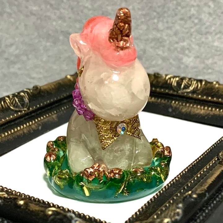 オルゴナイト　ユニコーン　リボン　〜台座付き〜